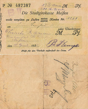 Sachsen Meißen 13 Billionen Mark 18.8.1923. ... 