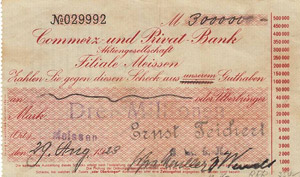 Sachsen Meißen 3 Millionen Mark 29.8.1923. ... 