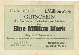 Sachsen Meißen 100.000 Mark 30.9.1923. (2x ... 