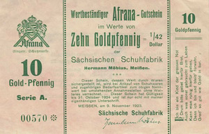 Sachsen Meißen 10 Goldpfennig 9.11.1923. ... 