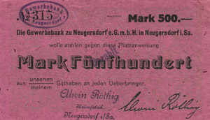 Sachsen Neugersdorf 500 Mark o.D. Albin ... 