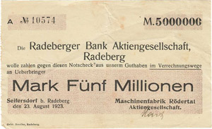 Sachsen Seifersdorf 5 Millionen Mark ... 
