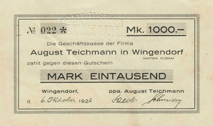 Sachsen Wingendorf 500 Mark 6.10.1922. (2x) ... 
