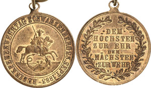 Feuerwehr Schwarzenberg Bronzemedaille 1883. ... 