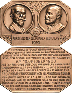 Freimaurer  Bronzeplakette 1910. ... 