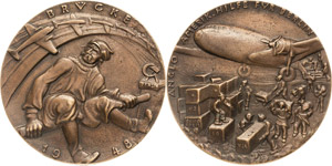 Luft- und Raumfahrt  Bronzegußmedaille 1948 ... 