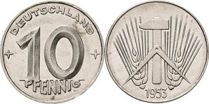 Kleinmünzen  10 Pfennig 1953 E  Jaeger 1507 ... 