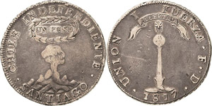 Chile  Peso 1817, FD-Santiago Erster ... 