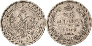 Russland Nikolaus I. 1825-1855 25 Kopeken ... 