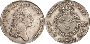 Schweden Gustav III. 1771-1792 2/3 Riksdaler ... 