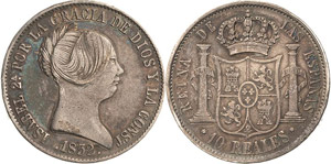 Spanien Isabell II. 1833-1868 10 Reales ... 