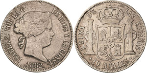 Spanien Isabell II. 1833-1868 10 Reales ... 