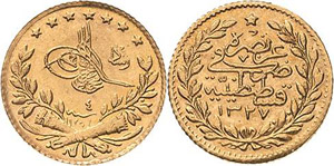 Türkei Mohammed V. 1909-1918 25 Piaster ... 
