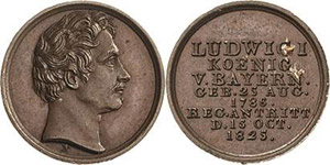 Bayern Ludwig I. 1825-1848 Bronzene ... 