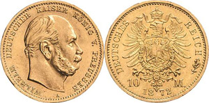 Preußen Wilhelm I. 1861-1888 10 Mark 1872 A ... 