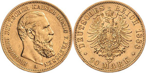 Preußen Friedrich III. 1888 20 Mark 1888 A  ... 