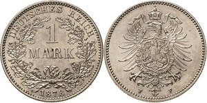 Kleinmünzen  1 Mark 1878 F  Jaeger 9 ... 