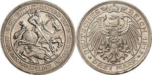 Preußen Wilhelm II. 1888-1918 3 Mark 1915 A ... 