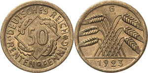 Kleinmünzen  50 Rentenpfennig 1923 G ... 