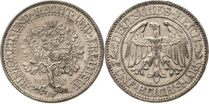Gedenkausgaben  5 Reichsmark 1928 A Eichbaum ... 