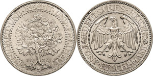 Gedenkausgaben  5 Reichsmark 1929 A Eichbaum ... 