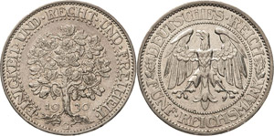Gedenkausgaben  5 Reichsmark 1930 G Eichbaum ... 