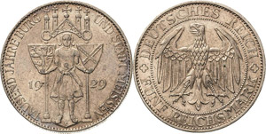 Gedenkausgaben  5 Reichsmark 1929 E Meißen  ... 