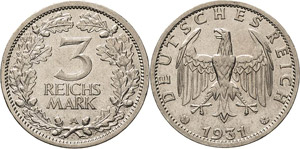 Gedenkausgaben  3 Reichsmark 1931 A ... 