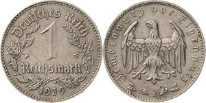 Kleinmünzen  1 Reichsmark 1939 B  Jaeger ... 