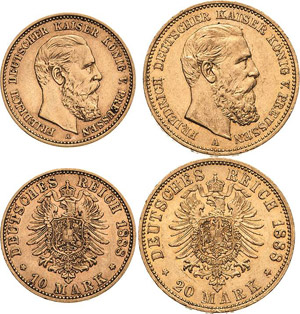Reichsgoldmünzen Lot-2 Stück Preußen - 10 ... 