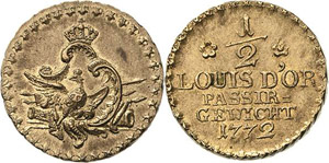 Münzgewichte Preußen 1/2 Louis dor 1772 ... 