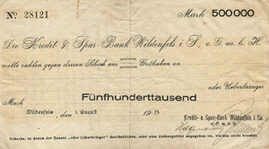 Sachsen Wildenfels 500.000 Mark 1.8.1923. ... 