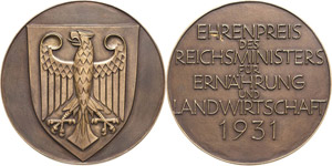 Weimarer Republik  Bronzegußmedaille 1931 ... 
