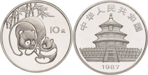China-Volksrepublik  10 Yuan 1984. Panda. 27 ... 