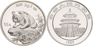 China-Volksrepublik  10 Yuan 1999. Panda. ... 