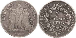 Frankreich Erste Republik 1793-1804 5 Francs ... 