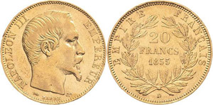 Frankreich Napoleon III. 1852-1870 20 Francs ... 