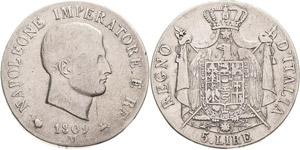 Italien-Lombardei Napoleon 1804-1814 5 Lire ... 