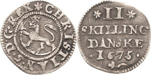 Norwegen Christian V. 1670-1699 2 Skilling ... 