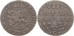Norwegen Friedrich IV. 1699-1730 8 Skilling ... 
