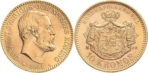 Schweden Oskar II. 1872-1907 10 Kronor 1901, ... 