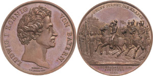 Bayern Ludwig I. 1825-1848 Bronzemedaille ... 