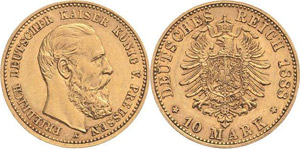 Preußen Friedrich III. 1888 10 Mark 1888 A  ... 