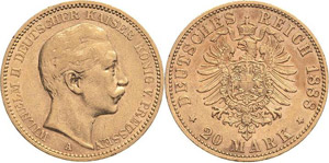 Preußen Wilhelm II. 1888-1918 20 Mark 1888 ... 