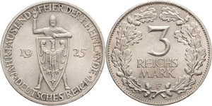 Gedenkausgaben  3 Reichsmark 1925 F ... 