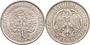 Gedenkausgaben  5 Reichsmark 1932 F Eichbaum ... 