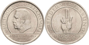 Gedenkausgaben  5 Reichsmark 1929 E ... 