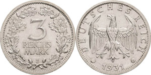 Gedenkausgaben  3 Reichsmark 1931 E ... 