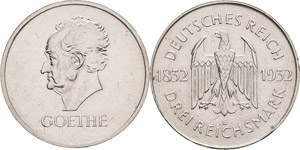 Gedenkausgaben  3 Reichsmark 1932 E Goethe  ... 