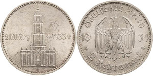 Gedenkausgaben  2 Reichsmark 1934 E ... 